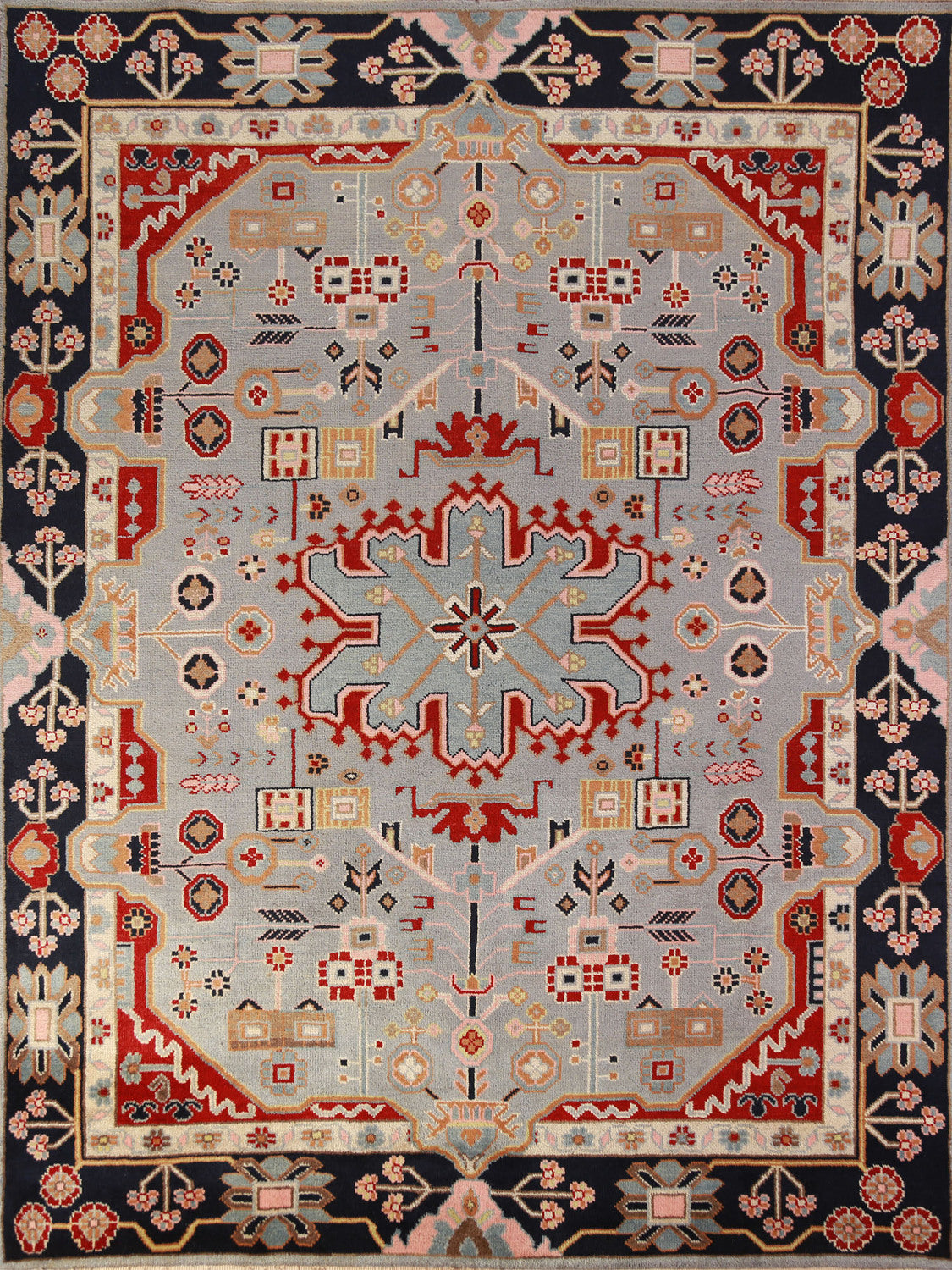 Geometric Blue Kazak Oriental Area Rug 8x10