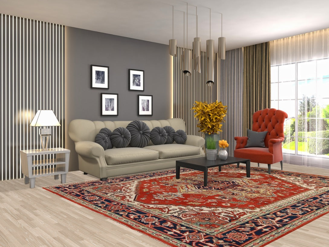 Geometric Heriz Serapi Oriental Area Rug 8x10