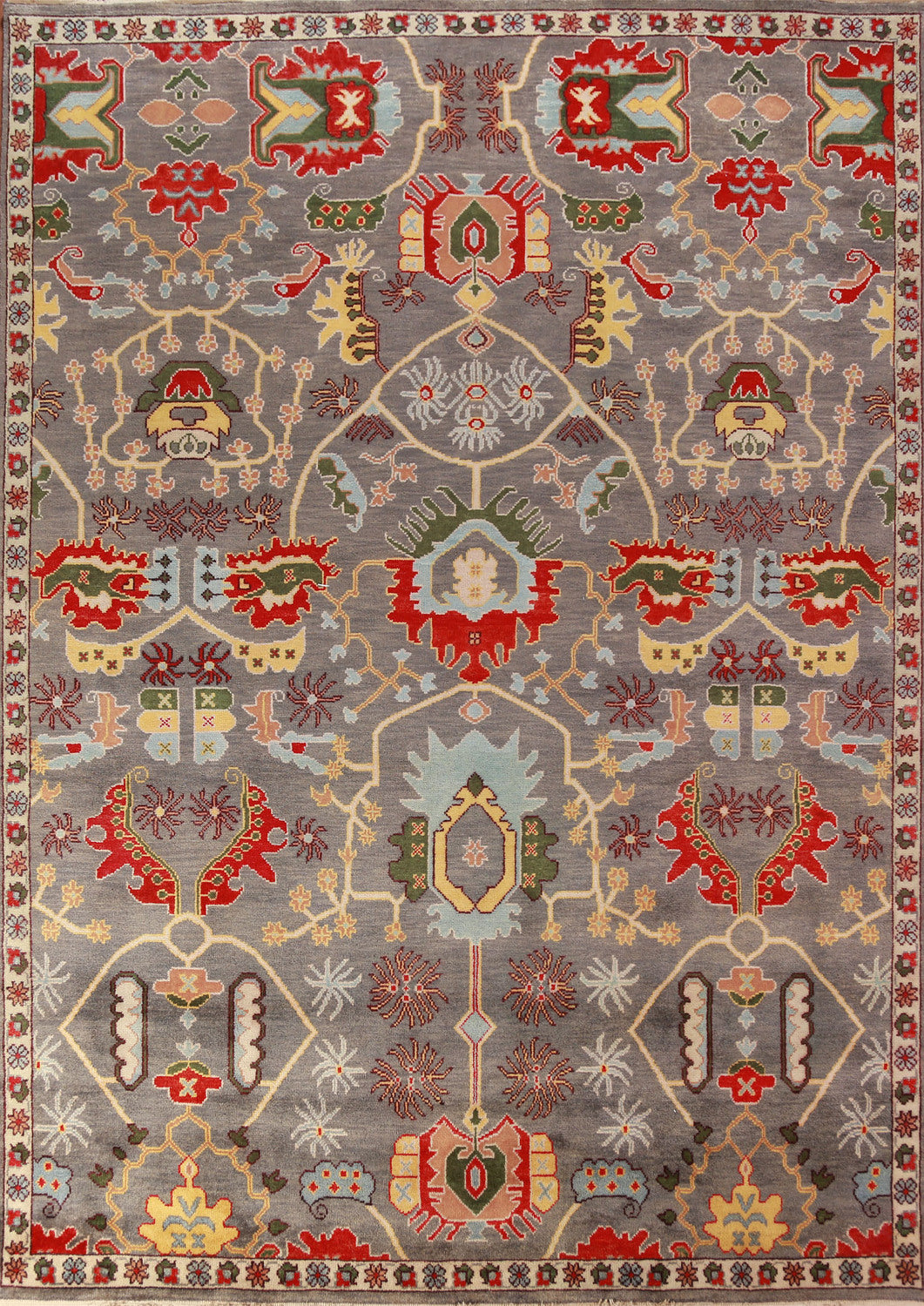 All-Over Gray Oushak Oriental Area Rug 9x12