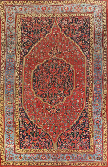 Pre-1900 Vegetable Dye Bidjar Halvaei Persian Large Rug 12x19