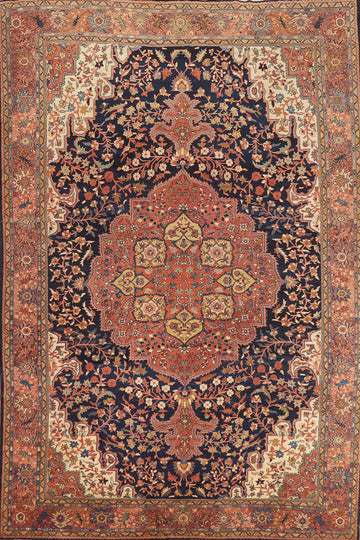 Pre-1900 Vegetable Dye Sarouk Farahan Persian Area Rug 9x13