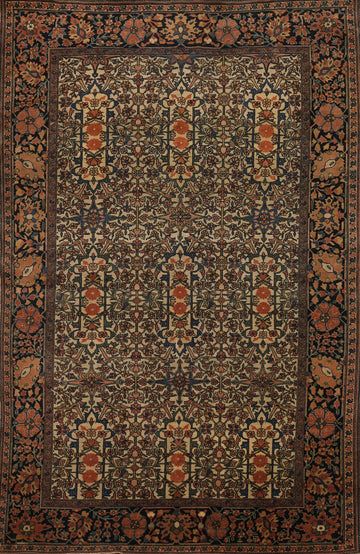 Pre-1900 Vegetable Dye Sarouk Farahan Persian Rug 4x7