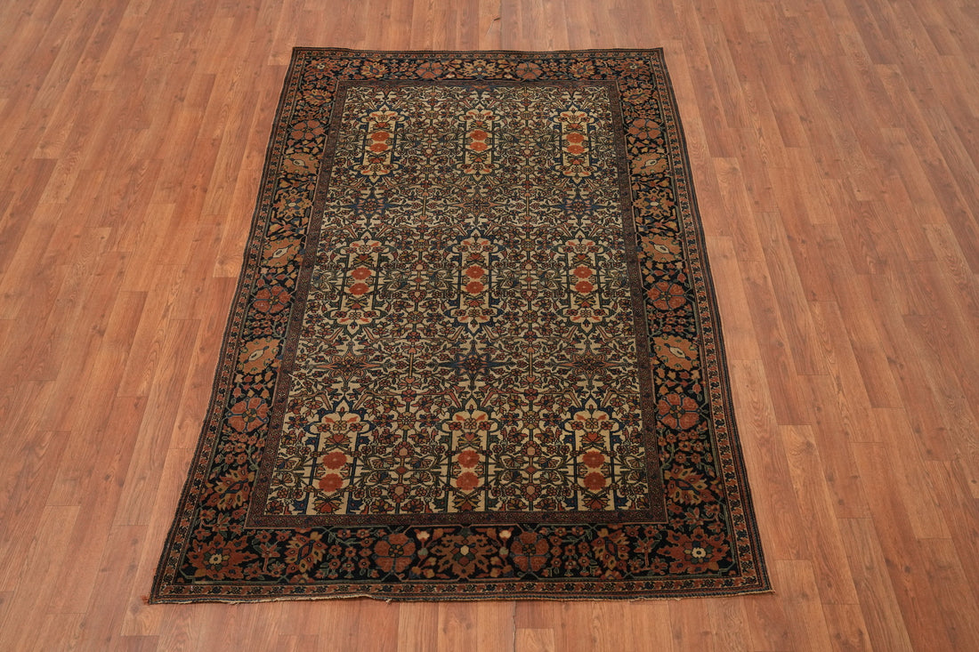 Pre-1900 Vegetable Dye Sarouk Farahan Persian Rug 4x7