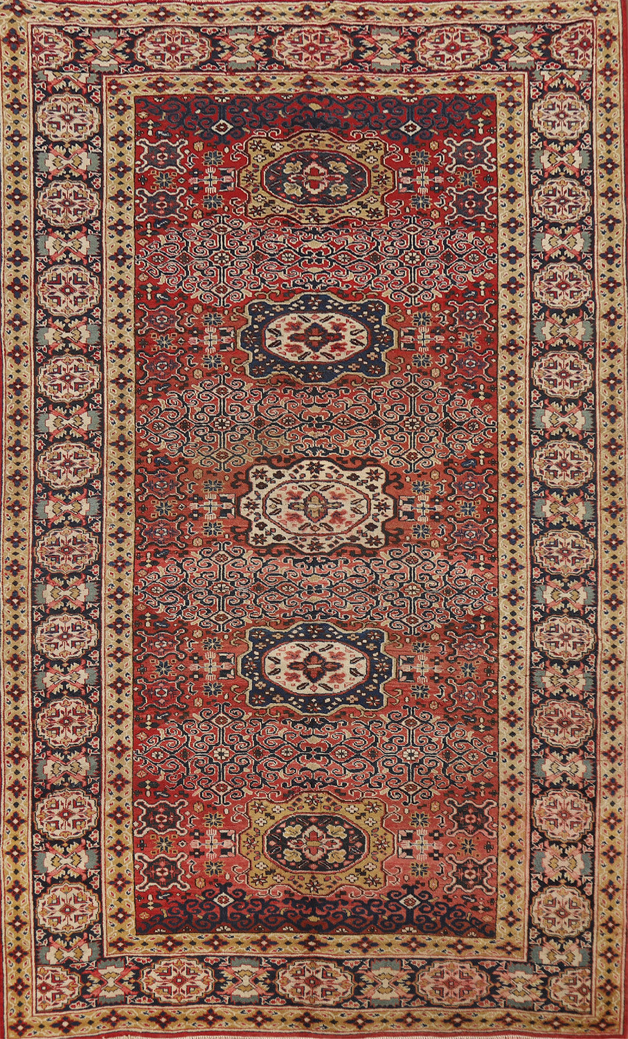 Vegetable Dye Antique Wool Zanjan Persian Area Rug 5x9