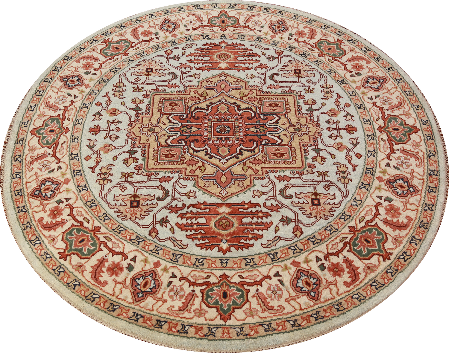 Geometric Heriz Serapi Round Area Rug 8x8