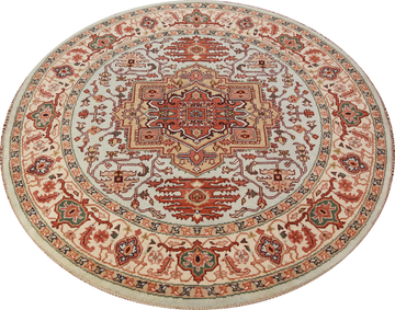Geometric Heriz Serapi Round Area Rug 8x8