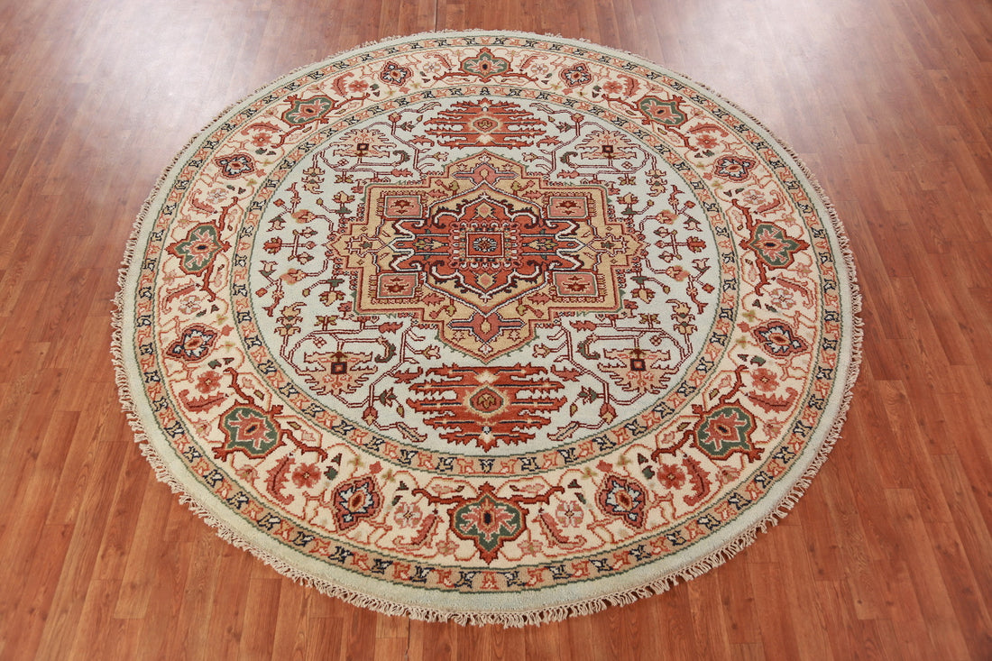 Geometric Heriz Serapi Round Area Rug 8x8