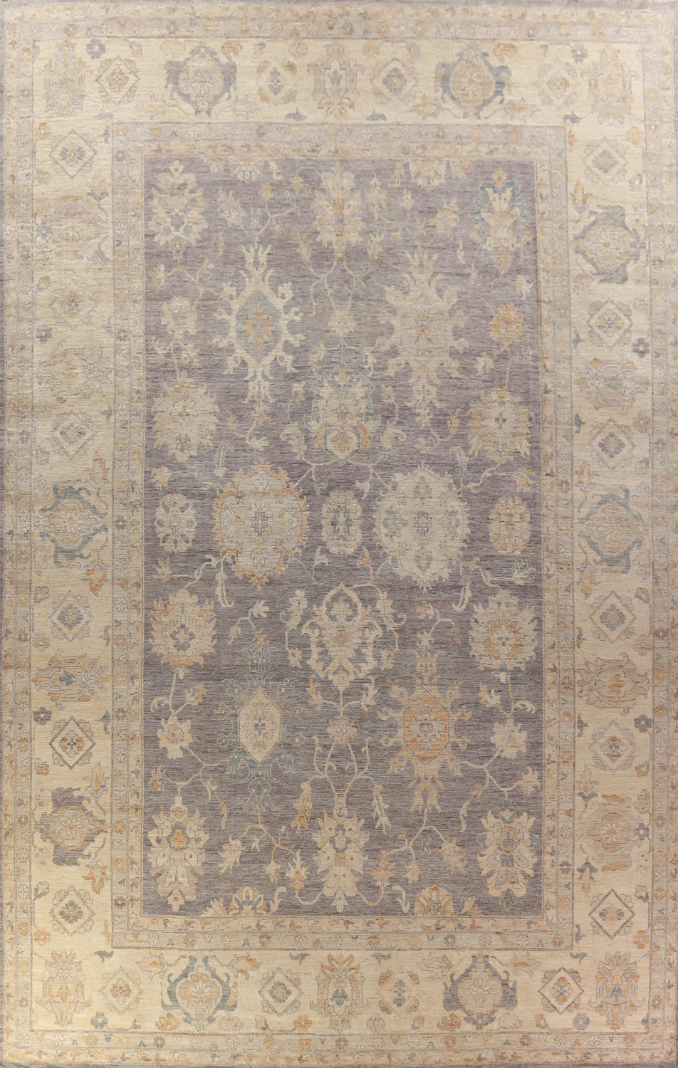 Vegetable Dye Gray Oushak Turkish Large Rug 13x20