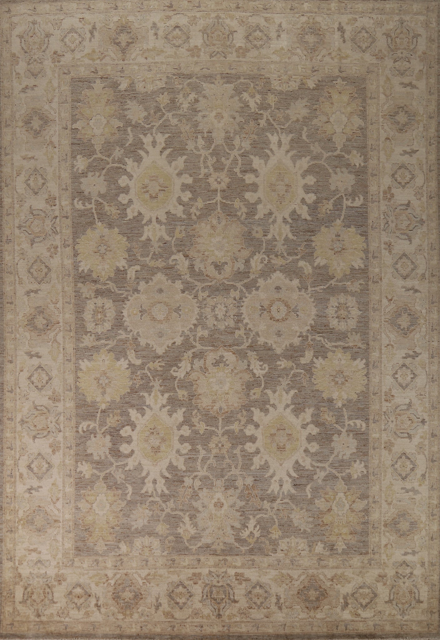 Vegetable Dye Brown Oushak Turkish Area Rug 9x12