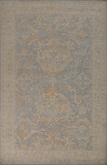 Vegetable Dye Floral Oushak Turkish Area Rug 5x8