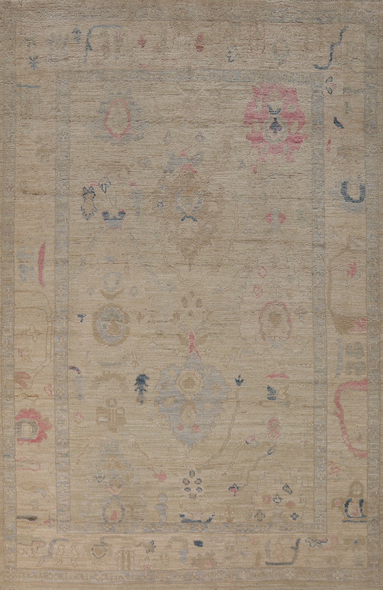 Vegetable Dye Handmade Oushak Turkish Rug 5x7