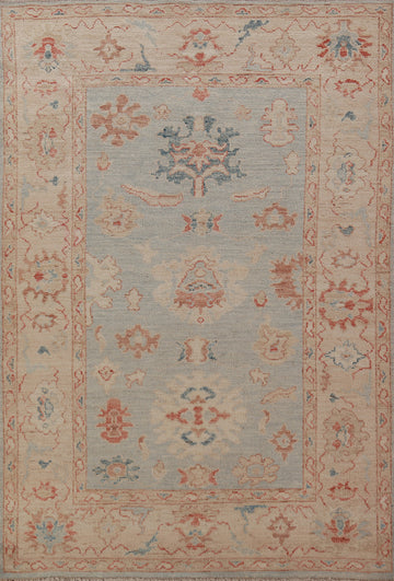 Vegetable Dye Blue Oushak Turkish Rug 4x6