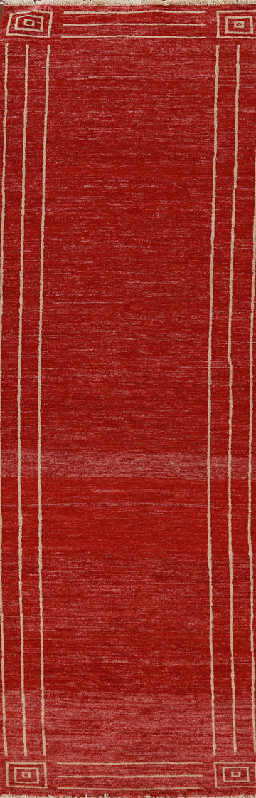 Red Wool Gabbeh Kashkoli Oriental Runner Rug 3x10