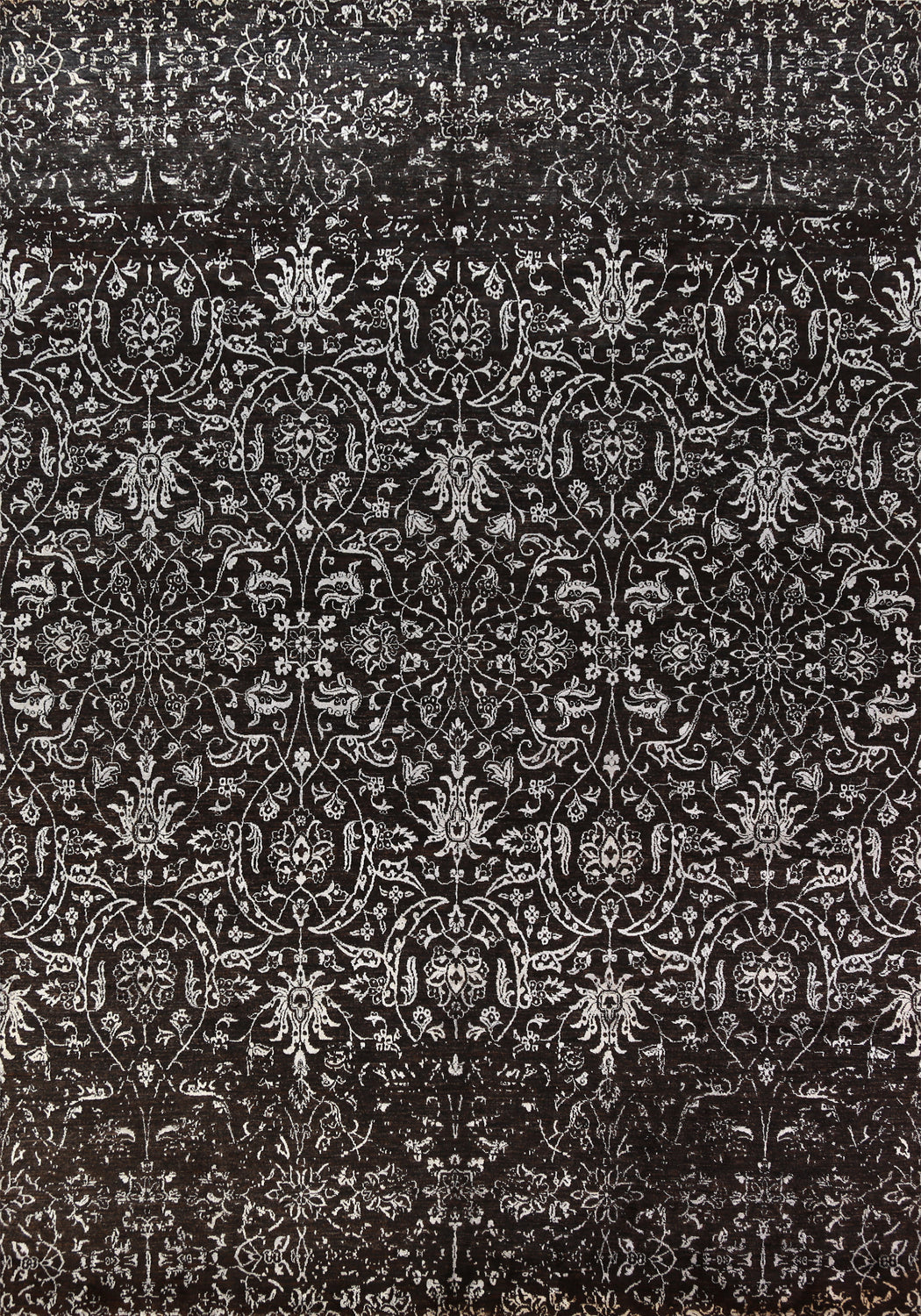 Wool/ Silk Black Art & Craft Oriental Area Rug 9x13