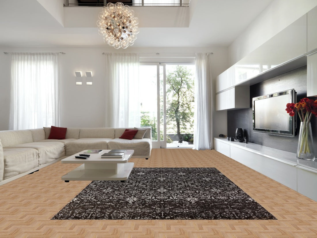 Wool/ Silk Black Art & Craft Oriental Area Rug 9x13