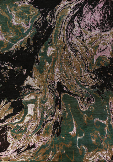 Contemporary Wool Abstract Oriental Area Rug 9x12