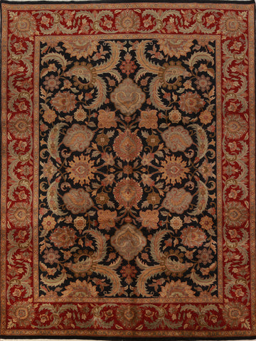 Black Floral Agra Indian Area Rug 9x12