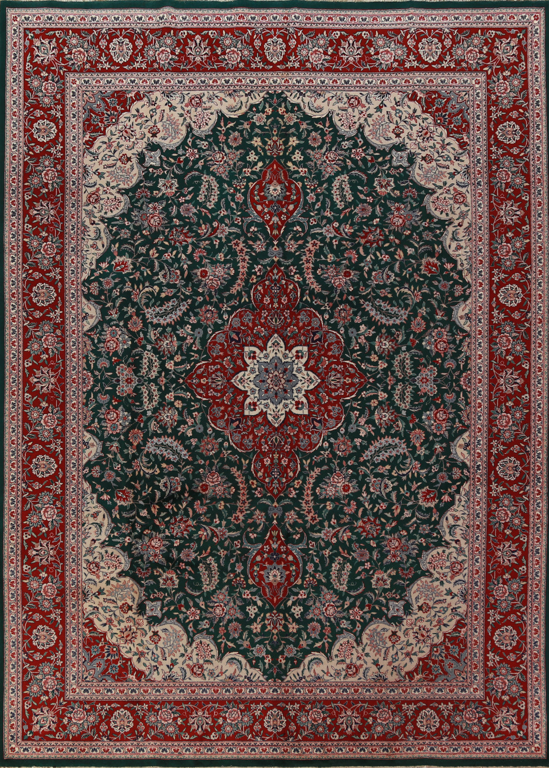 Vegetable Dye Green Floral Aubusson Chinese Area Rug 9x12