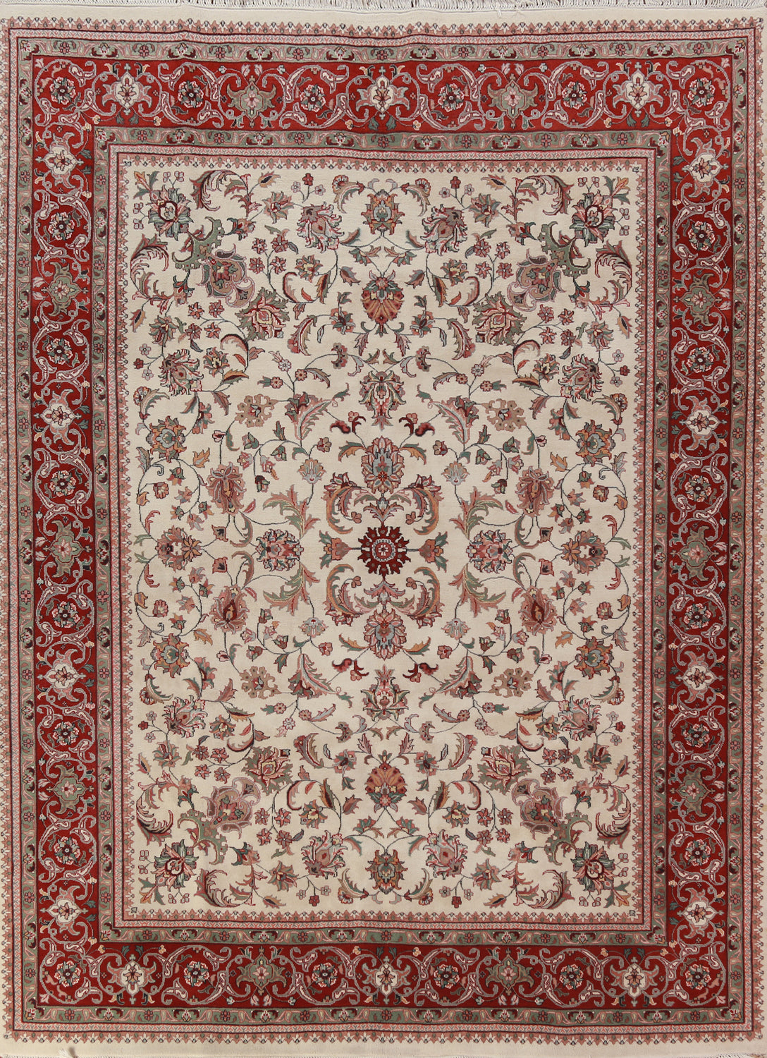 Ivory Floral Kashan Oriental Area Rug 8x10