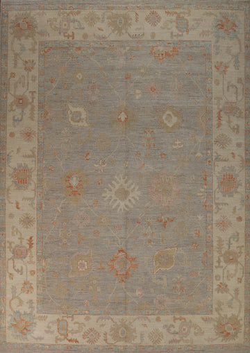 Vegetable Dye Gray Oushak Turkish Area Rug 9x12