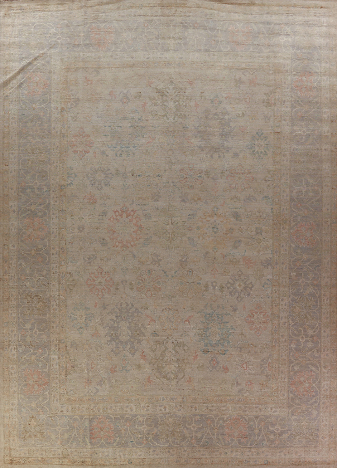 Vegetable Dye Wool Oushak Turkish Large Rug 11x15