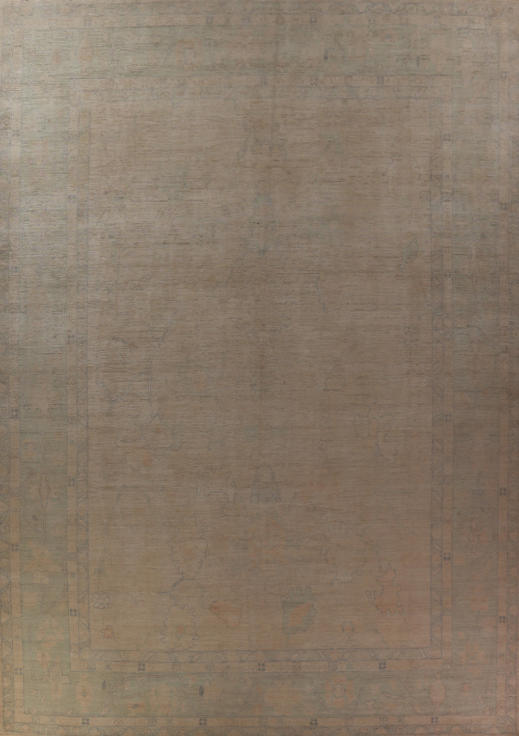 Vegetable Dye Wool Oushak Turkish Large Rug 13x17