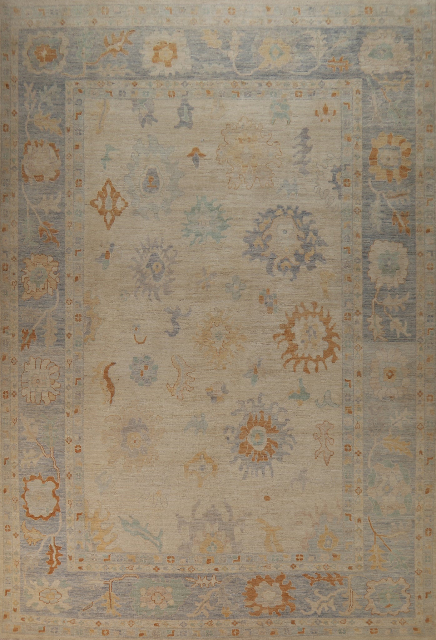 Vegetable Dye Floral Oushak Turkish Large Rug 10x14