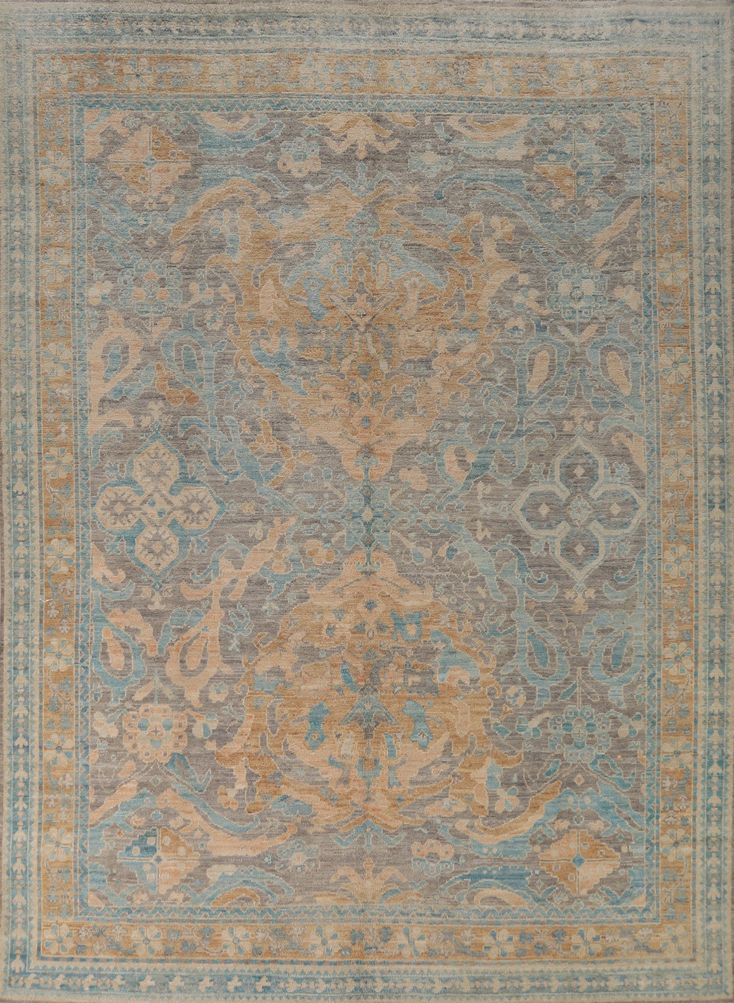 Vegetable Dye Gray Oushak Turkish Area Rug 8x10