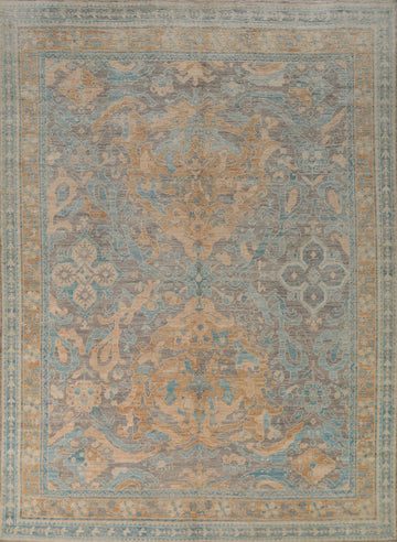 Vegetable Dye Gray Oushak Turkish Area Rug 8x10