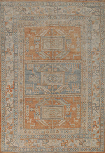 Vegetable Dye Tribal Oushak Turkish Area Rug 6x8