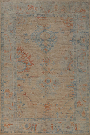 Vegetable Dye Oushak Turkish Area Rug 6x9