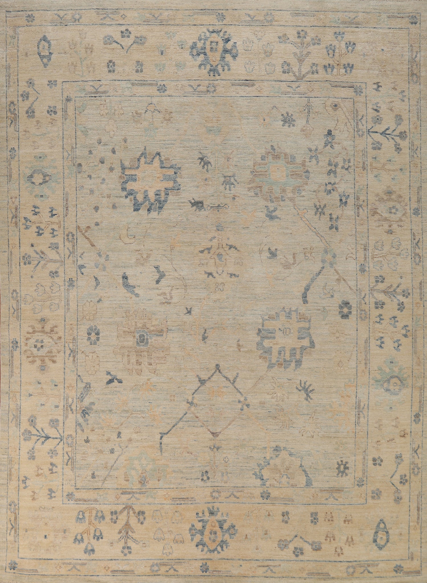Vegetable Dye Wool Oushak Turkish Area Rug 8x10