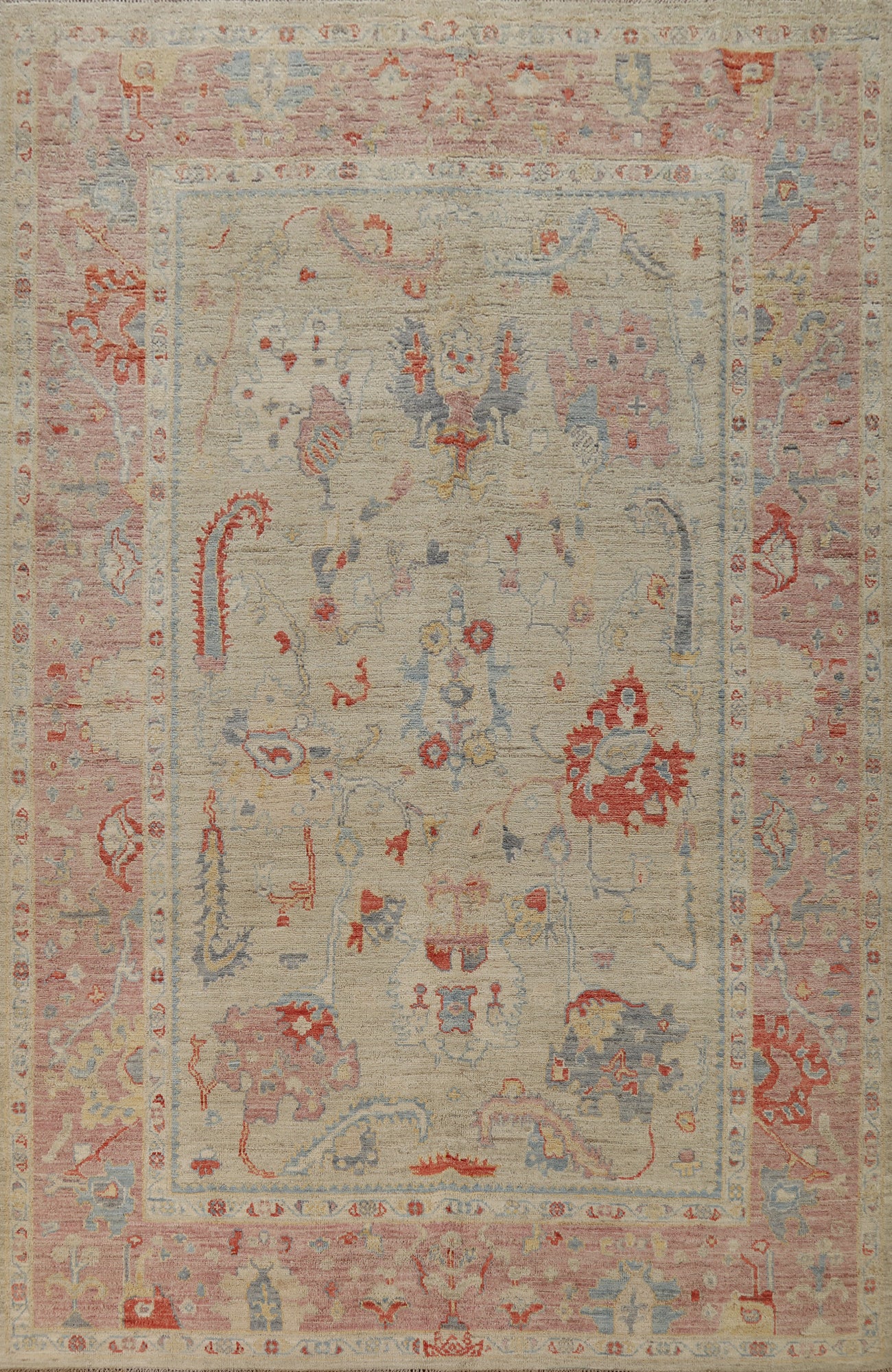 Vegetable Dye Oushak Turkish Area Rug 6x9