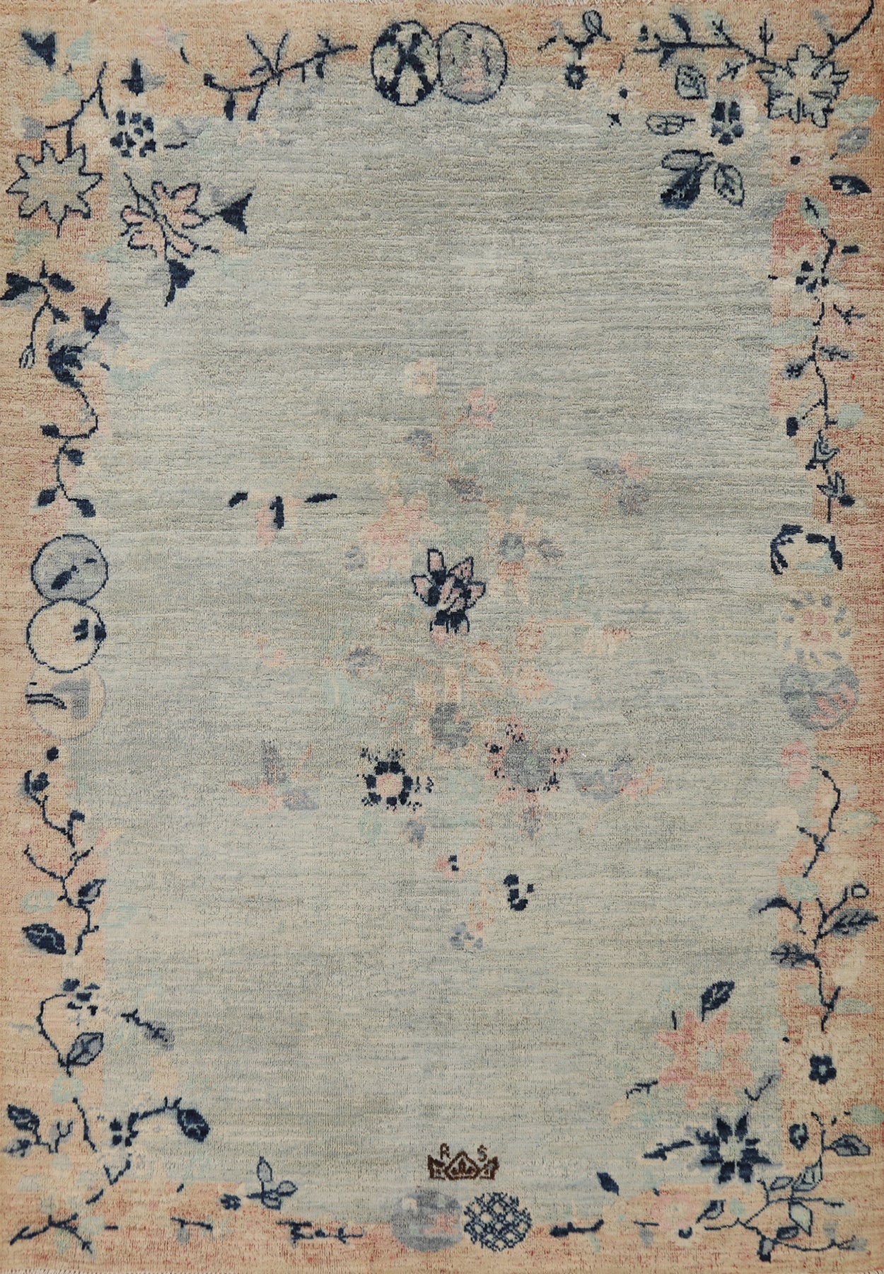 Vegetable Dye Art Deco Turkish Rug 5x7