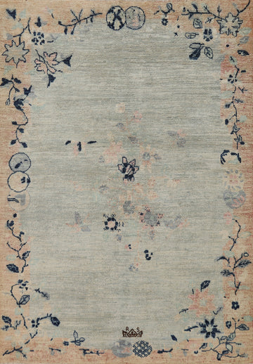 Vegetable Dye Art Deco Turkish Rug 5x7