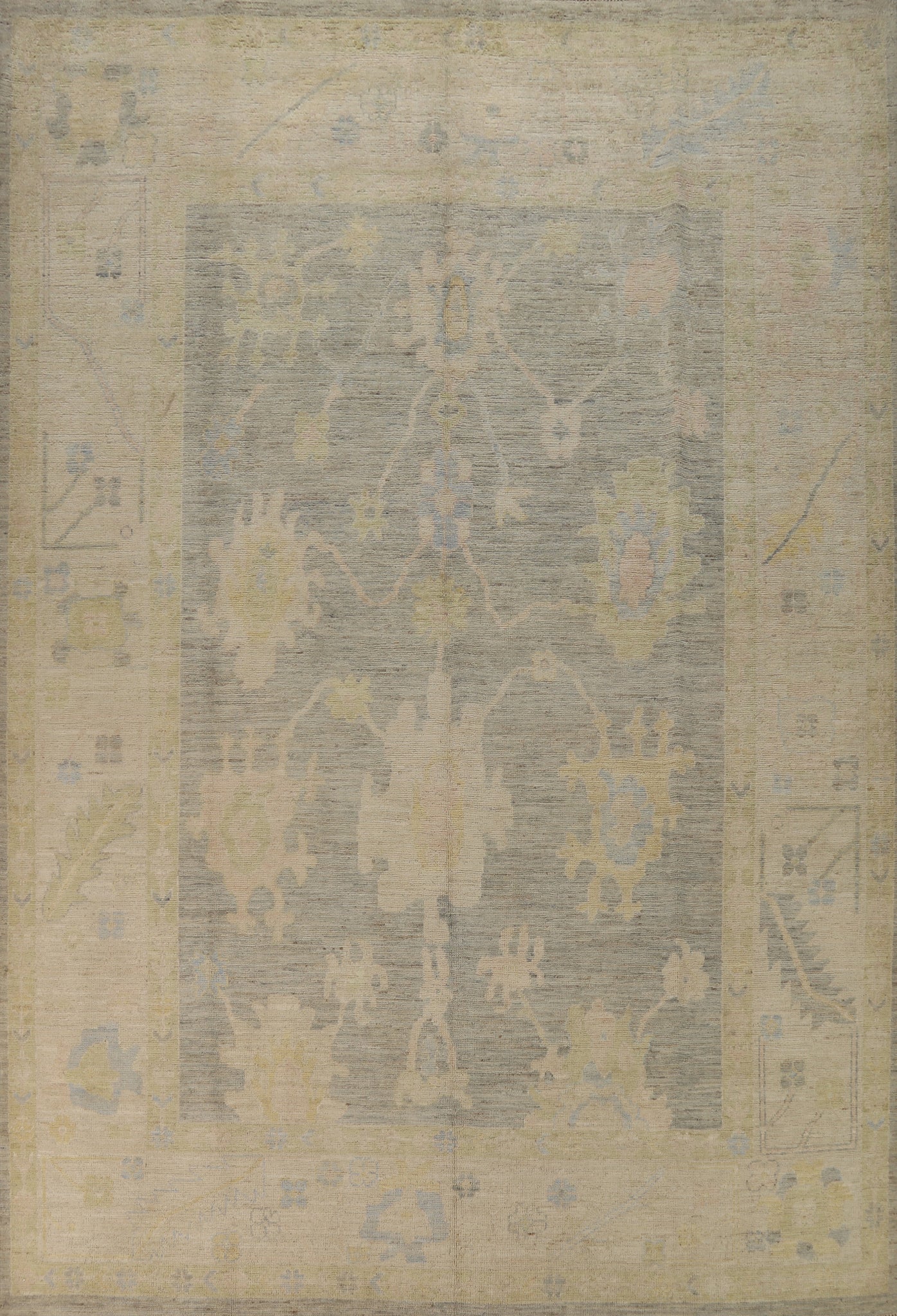 Vegetable Dye Wool Oushak Turkish Area Rug 9x12