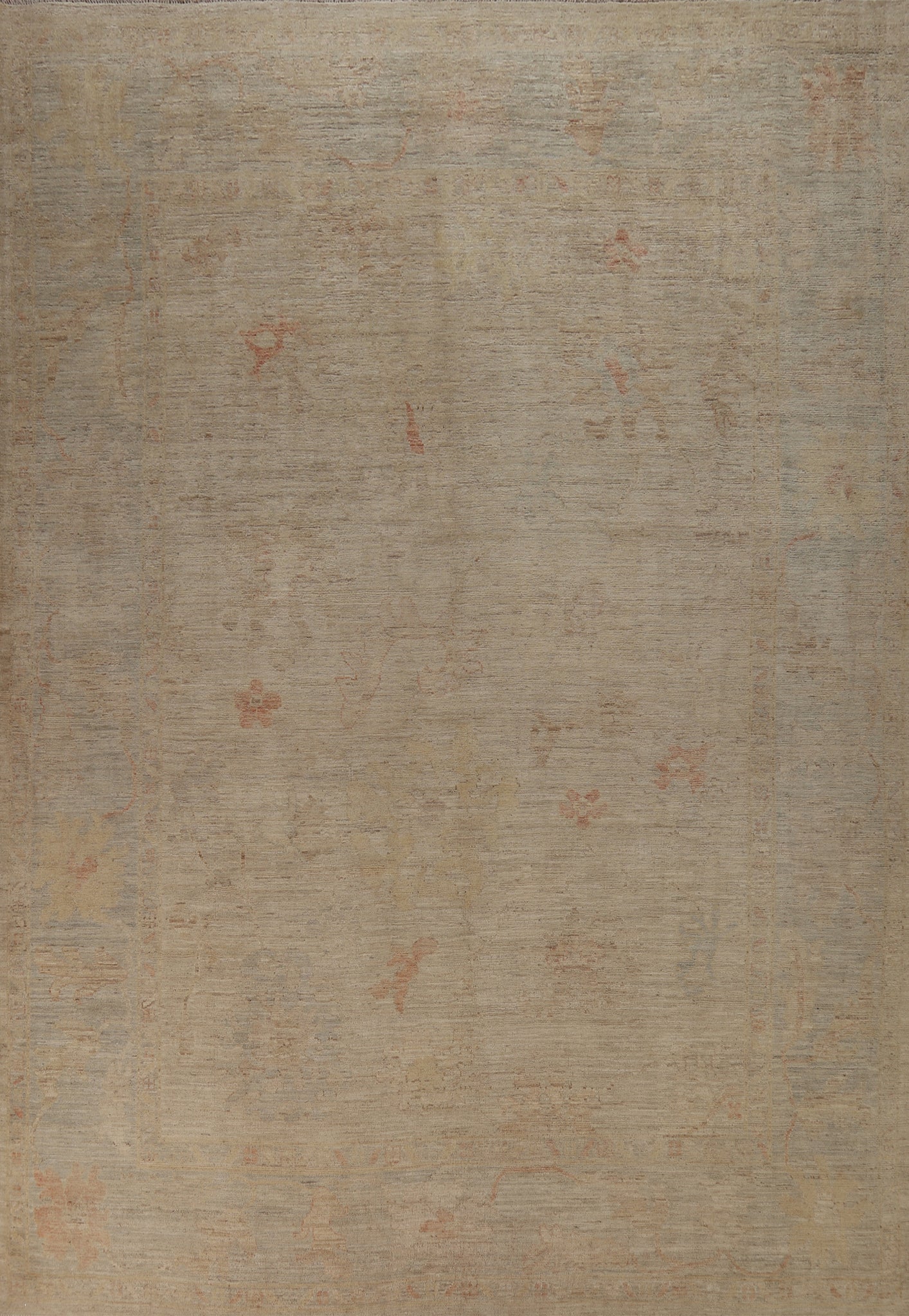 Vegetable Dye Wool Oushak Turkish Area Rug 9x12
