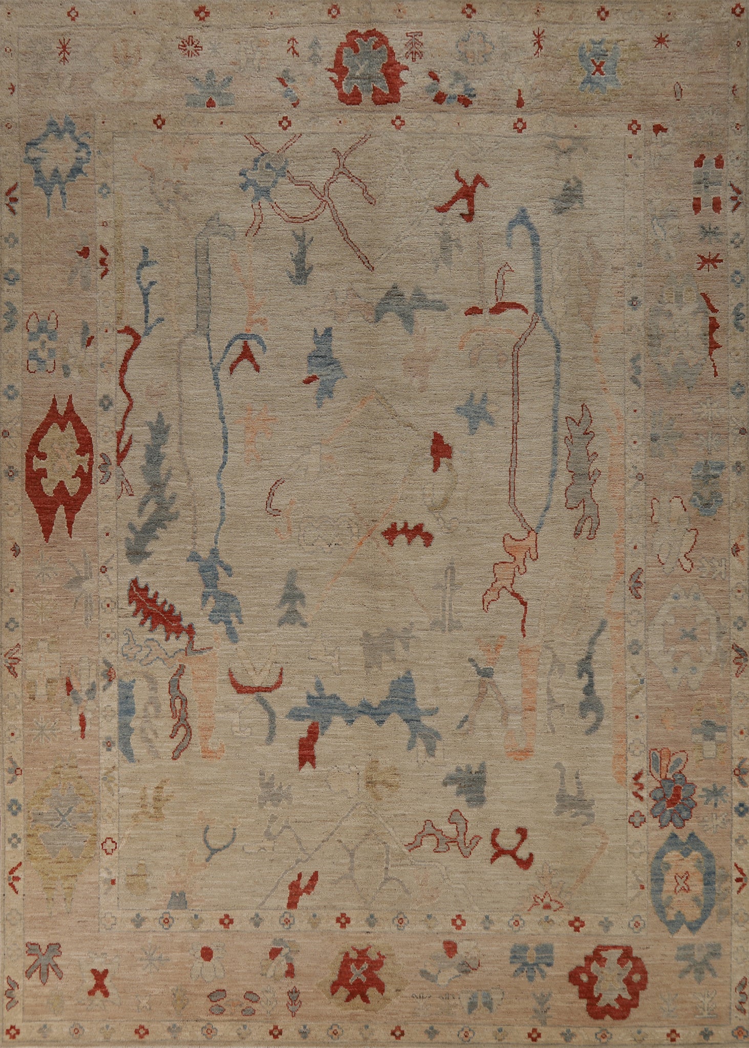 Vegetable Dye Wool Oushak Turkish Area Rug 8x10