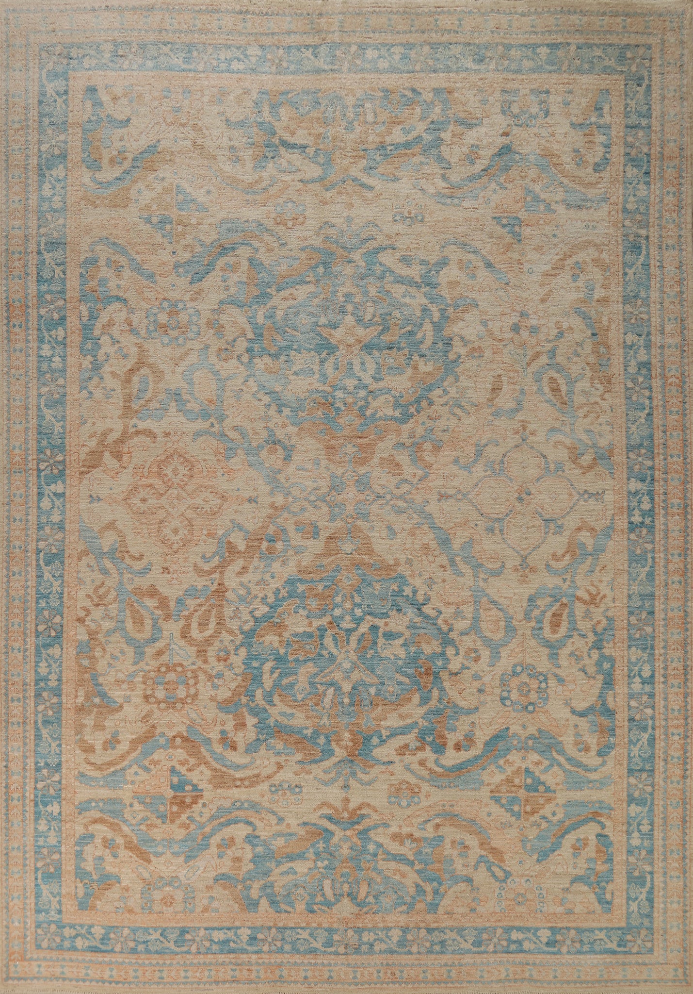 Vegetable Dye Wool Oushak Turkish Area Rug 9x12