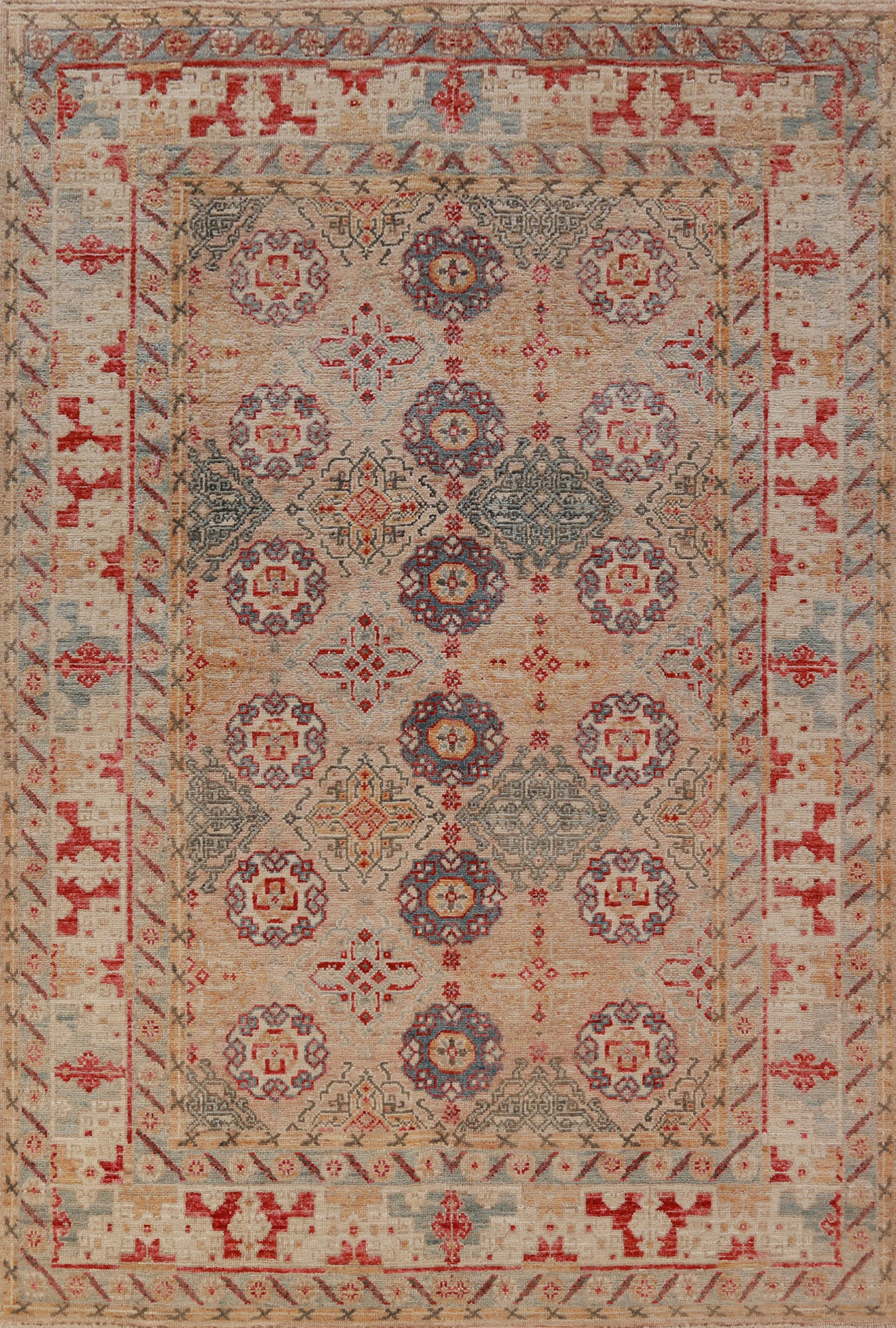 Vegetable Dye Geometric Oushak Oriental Area Rug 6x8