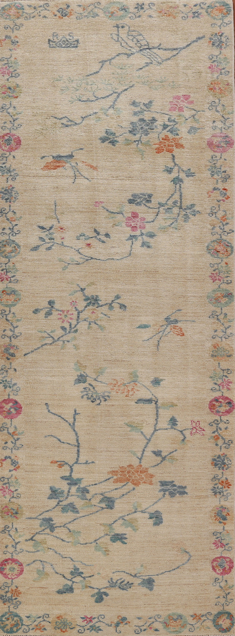 Vegetable Dye Art Deco Oriental Runner Rug 3x10