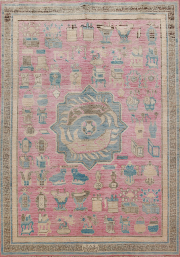 Vegetable Dye Pink Oushak Oriental Rug 5x7