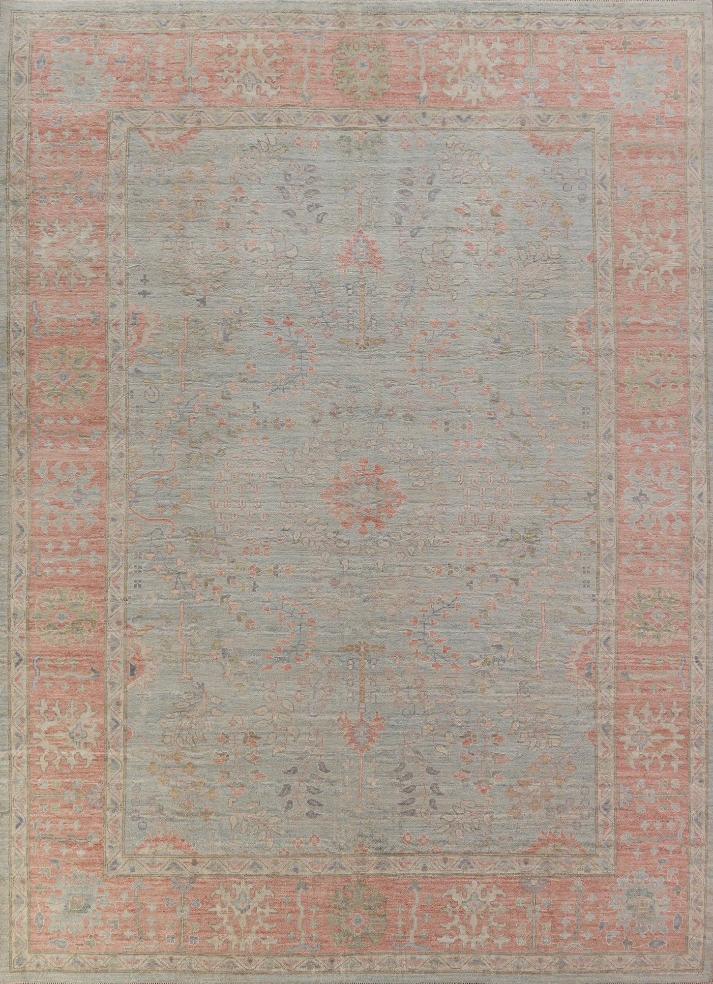 Vegetable Dye Blue Oushak Oriental Area Rug 9x12