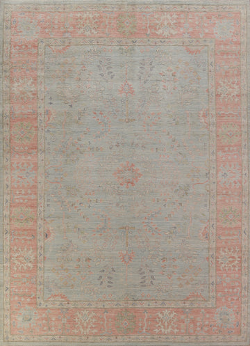 Vegetable Dye Blue Oushak Oriental Area Rug 9x12