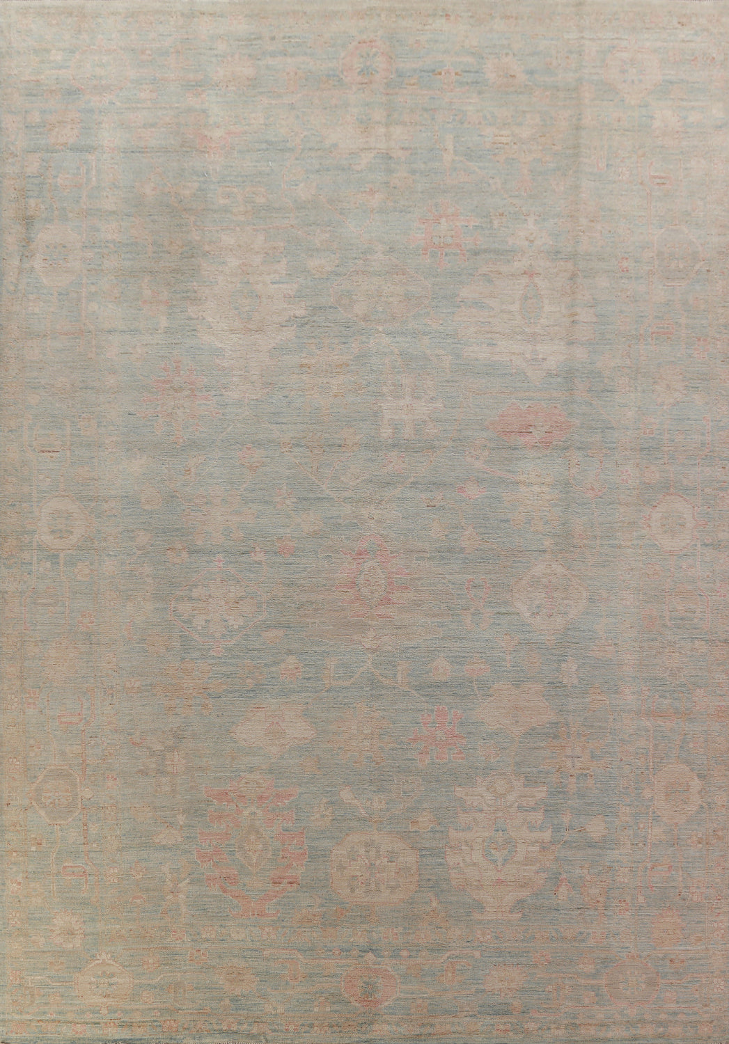 Vegetable Dye Blue Oushak Oriental Large Rug 10x14