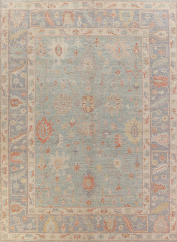 Vegetable Dye Floral Oushak Oriental Area Rug 9x12