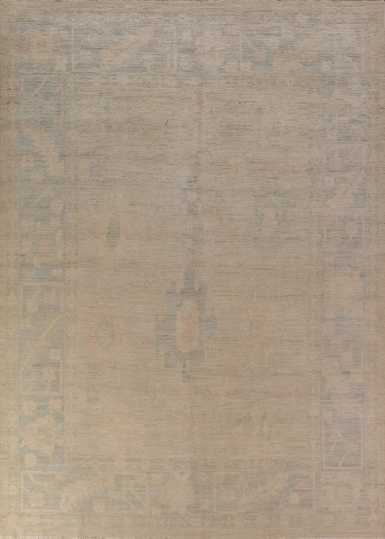 Vegetable Dye Wool Oushak Turkish Area Rug 9x12