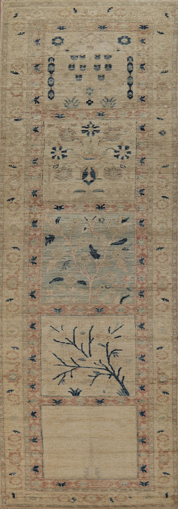 Vegetable Dye Art Deco Turkish Runner Rug 3x12