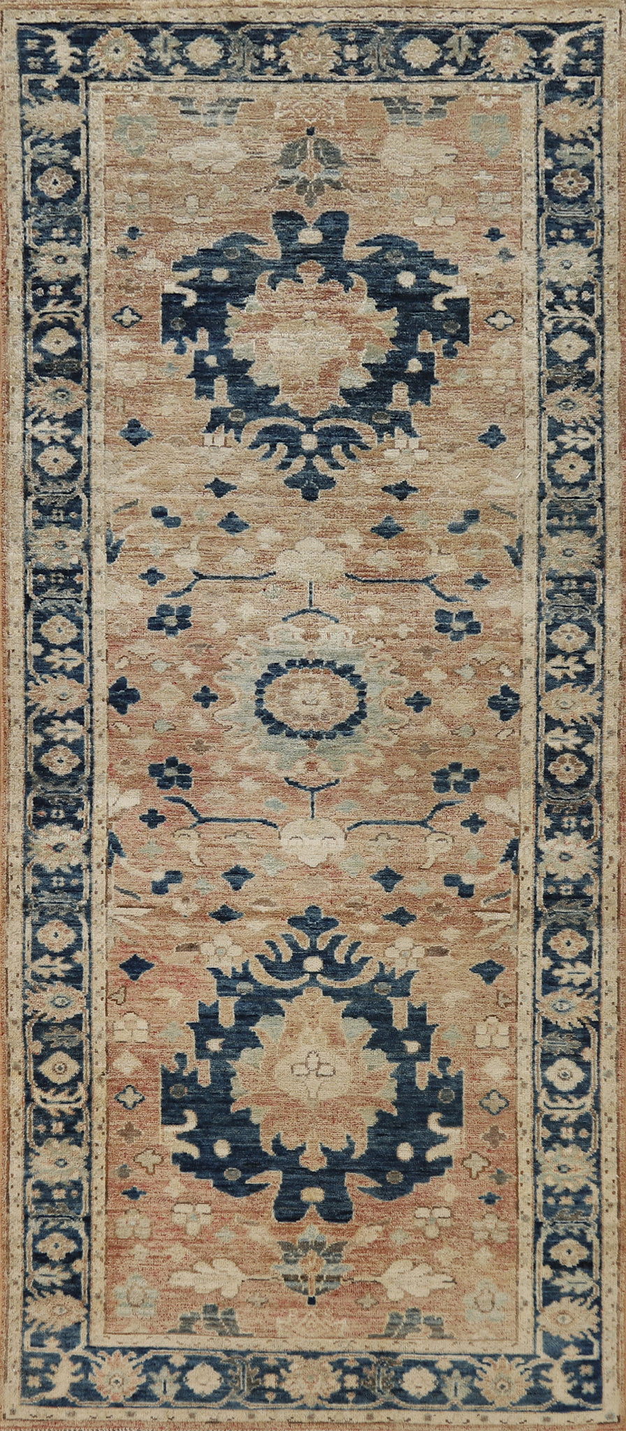 Vegetable Dye Oushak Turkish Runner Rug 3x8