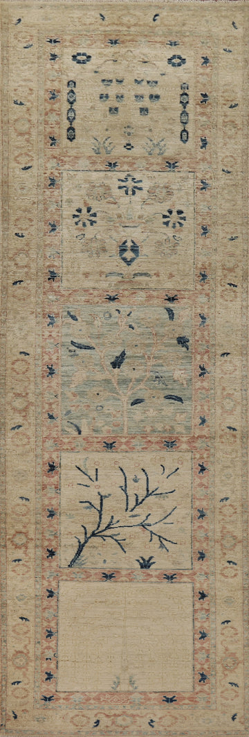 Vegetable Dye Art Deco Turkish Runner Rug 3x12